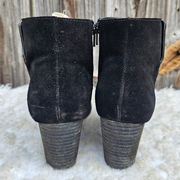 Black Ankle Booties J. JILL Size 8.5 Suede Leather Zip Heeled Boots Side Zip - Picture 5 of 13